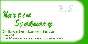 martin szakmary business card